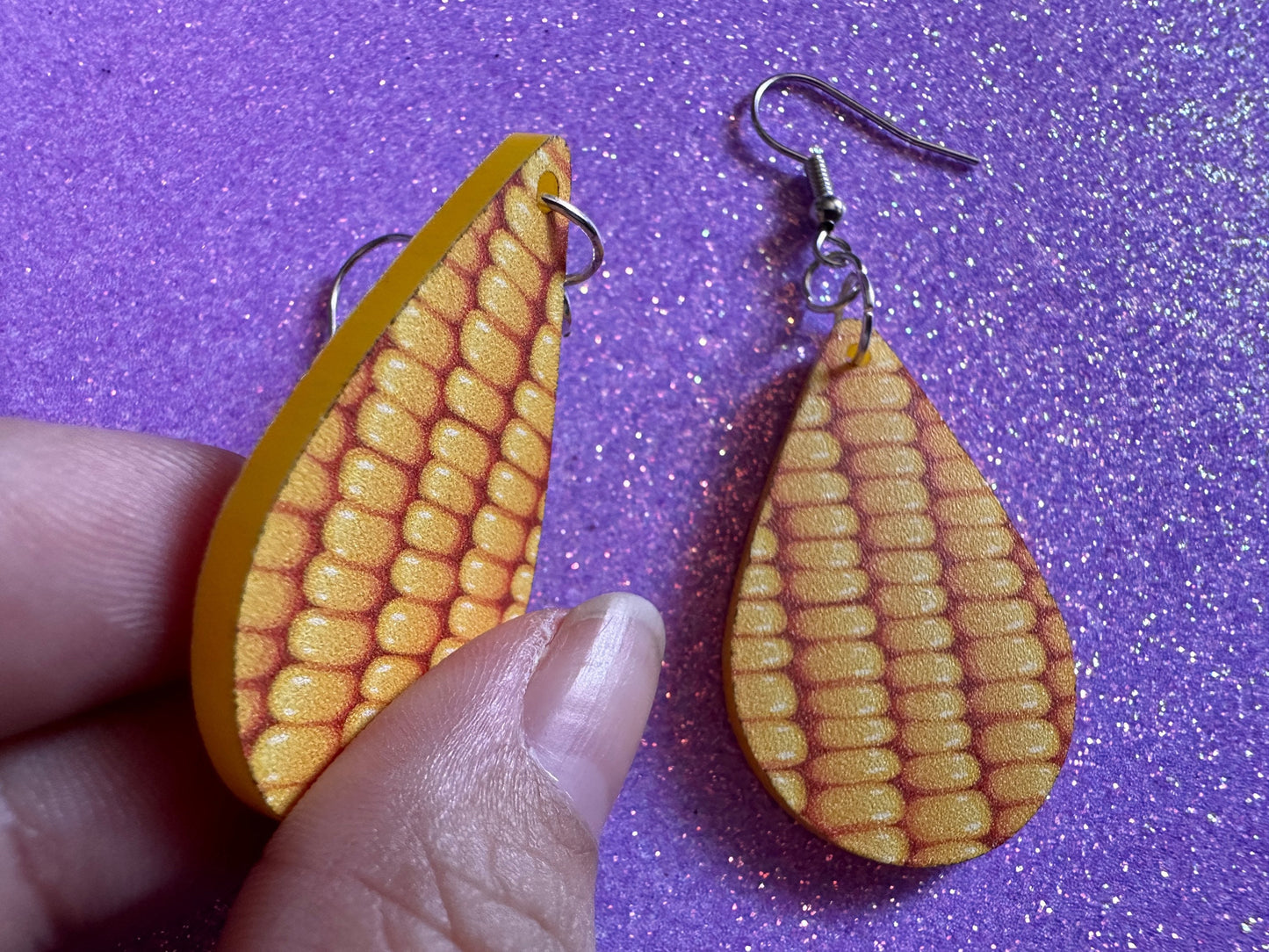 Corn Earrings: Laser Cut Acrylic Corn, Corn Kernels, Farm, Gardening, Vegetables, Food Earrings, Green Earrings, Best Gifts for Her/Him/Them