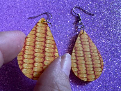 Corn Earrings: Laser Cut Acrylic Corn, Corn Kernels, Farm, Gardening, Vegetables, Food Earrings, Green Earrings, Best Gifts for Her/Him/Them