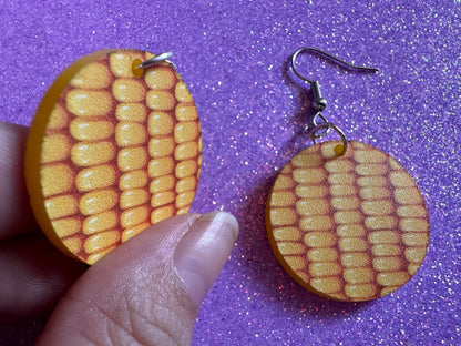 Corn Earrings: Laser Cut Acrylic Corn, Corn Kernels, Farm, Gardening, Vegetables, Food Earrings, Green Earrings, Best Gifts for Her/Him/Them