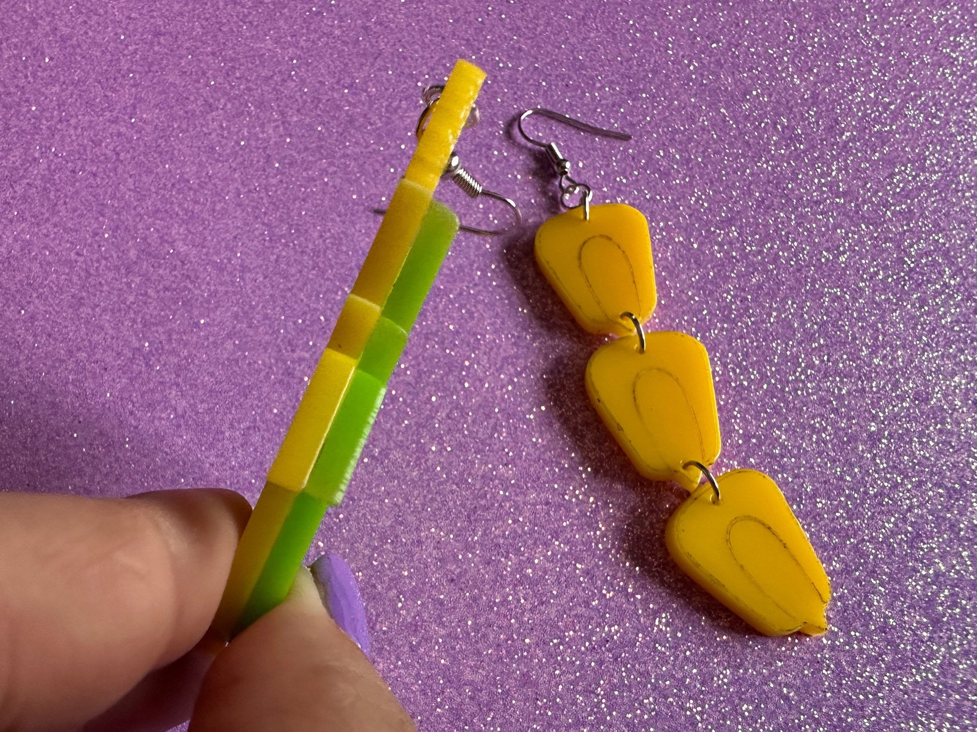 Corn Earrings: Laser Cut Acrylic Kernels & Corn Stalk, Farm, Gardening, Vegetables, Food Earrings, Green Earrings, Gifts for Her/Him/Them