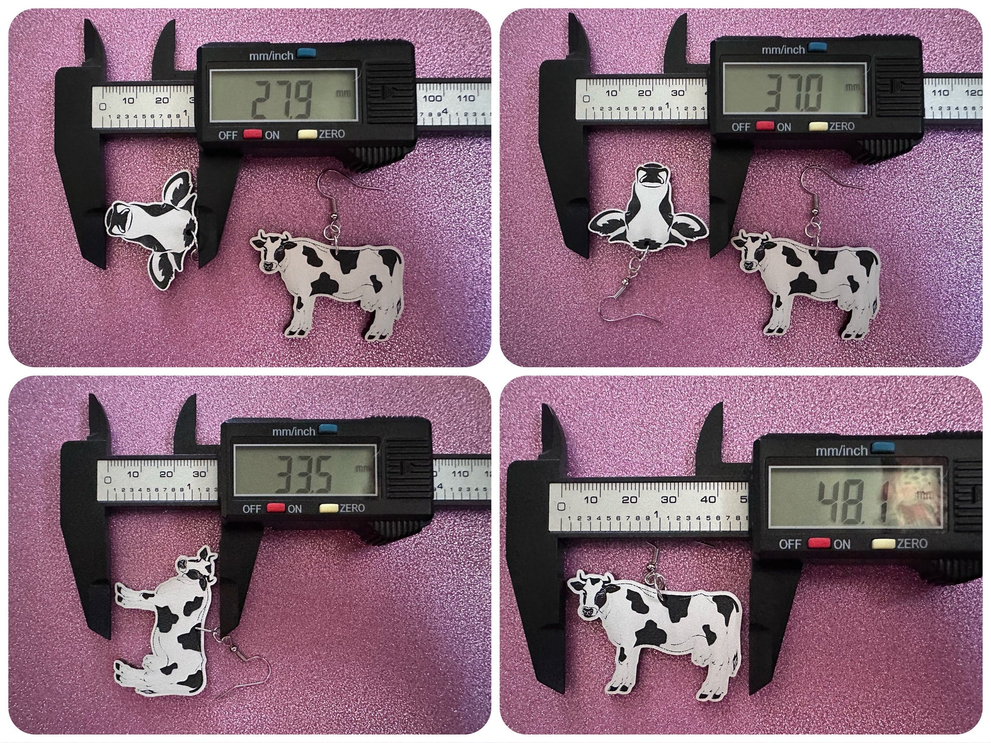 Cow Earrings: Laser Cut Acrylic Cows, Farm Animals, Milk Cows, Moo, Bovine, Heifer Earrings, Novelty, Cosplay, Best Gifts for Her/Him/Them