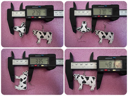 Cow Earrings: Laser Cut Acrylic Cows, Farm Animals, Milk Cows, Moo, Bovine, Heifer Earrings, Novelty, Cosplay, Best Gifts for Her/Him/Them