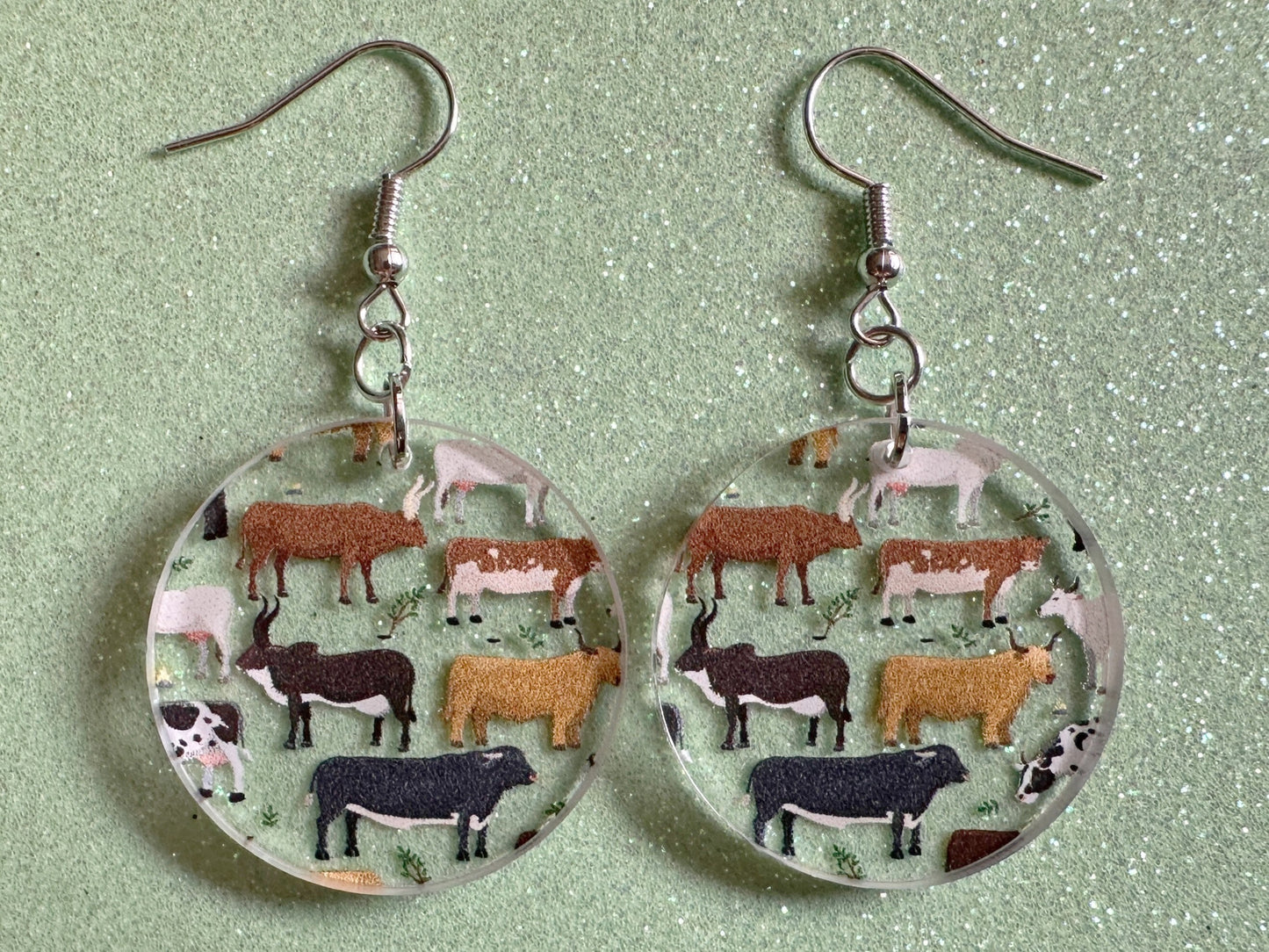 Cow Earrings: Laser Cut Acrylic Cows, Heifer, Moo, Milk, Dairy Cow, Farm, Animals, Buffalo, Bovines, Bison, Best Gifts for Her/Him/Them