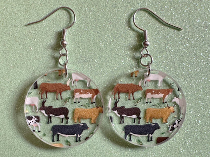 Cow Earrings: Laser Cut Acrylic Cows, Heifer, Moo, Milk, Dairy Cow, Farm, Animals, Buffalo, Bovines, Bison, Best Gifts for Her/Him/Them