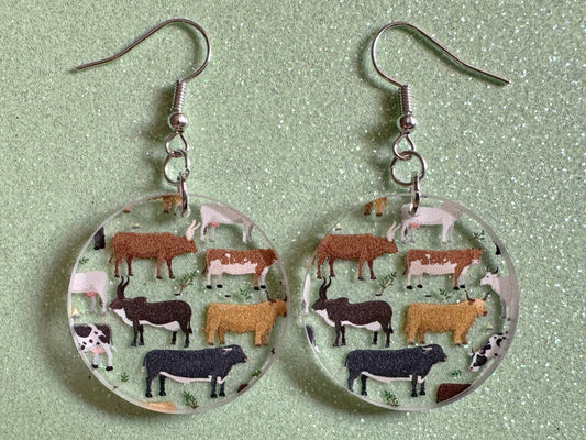 Cow Earrings: Laser Cut Acrylic Cows, Heifer, Moo, Milk, Dairy Cow, Farm, Animals, Buffalo, Bovines, Bison, Best Gifts for Her/Him/Them