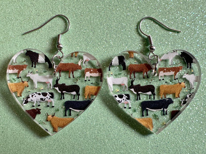 Cow Earrings: Laser Cut Acrylic Cows, Heifer, Moo, Milk, Dairy Cow, Farm, Animals, Buffalo, Bovines, Bison, Best Gifts for Her/Him/Them