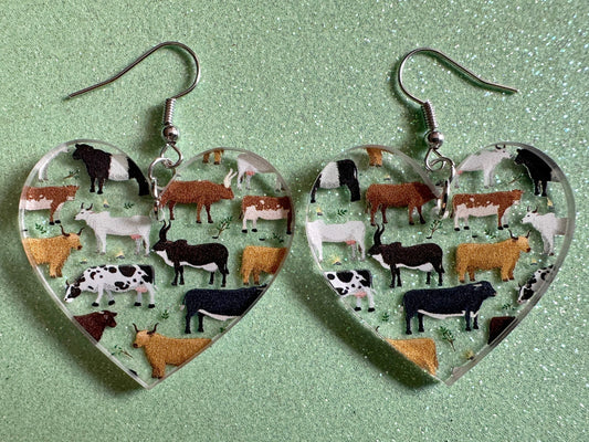 Cow Earrings: Laser Cut Acrylic Cows, Heifer, Moo, Milk, Dairy Cow, Farm, Animals, Buffalo, Bovines, Bison, Best Gifts for Her/Him/Them