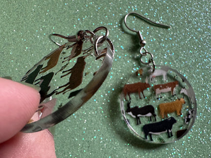 Cow Earrings: Laser Cut Acrylic Cows, Heifer, Moo, Milk, Dairy Cow, Farm, Animals, Buffalo, Bovines, Bison, Best Gifts for Her/Him/Them