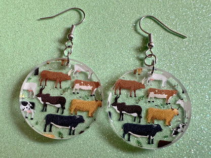 Cow Earrings: Laser Cut Acrylic Cows, Heifer, Moo, Milk, Dairy Cow, Farm, Animals, Buffalo, Bovines, Bison, Best Gifts for Her/Him/Them