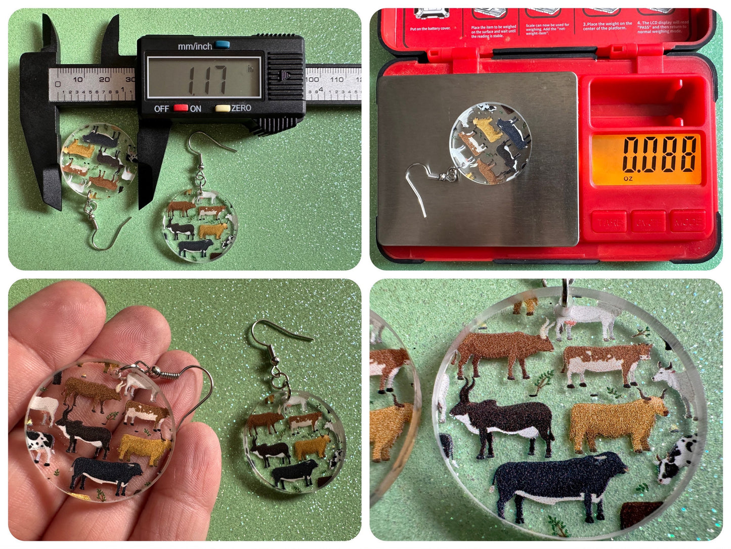 Cow Earrings: Laser Cut Acrylic Cows, Heifer, Moo, Milk, Dairy Cow, Farm, Animals, Buffalo, Bovines, Bison, Best Gifts for Her/Him/Them