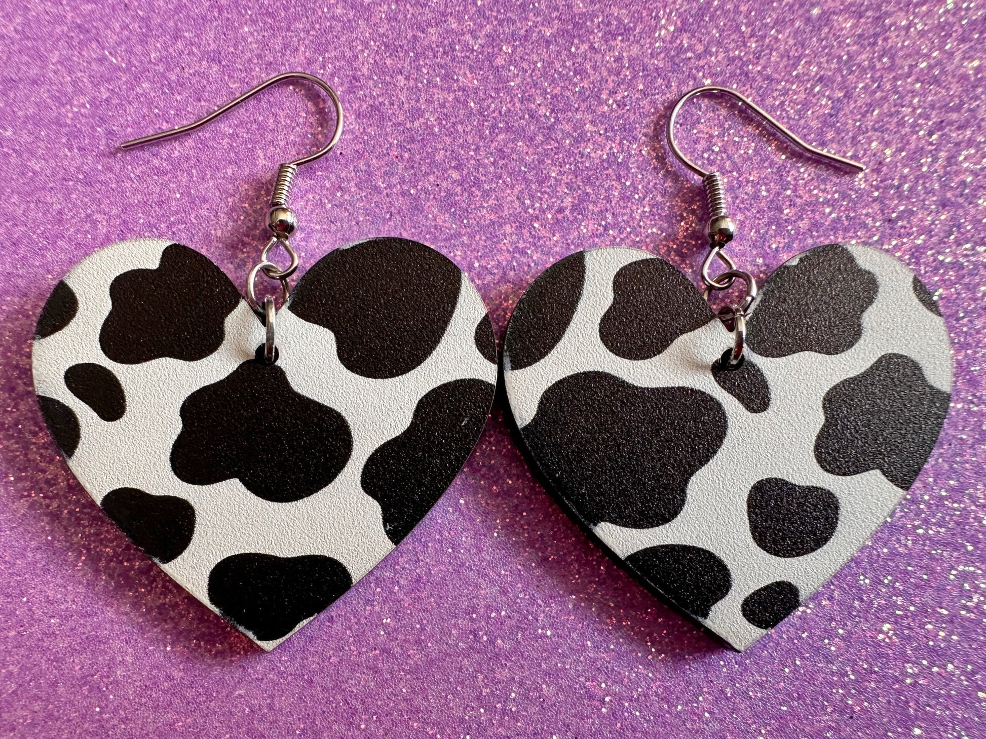 Cow Print Earrings: Laser Cut Acrylic Cow Earrings, Heifer, Moo, Milk, Dairy, Farm, Animals, Animal Print, Best Gifts for Her/Him/Them