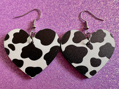 Cow Print Earrings: Laser Cut Acrylic Cow Earrings, Heifer, Moo, Milk, Dairy, Farm, Animals, Animal Print, Best Gifts for Her/Him/Them