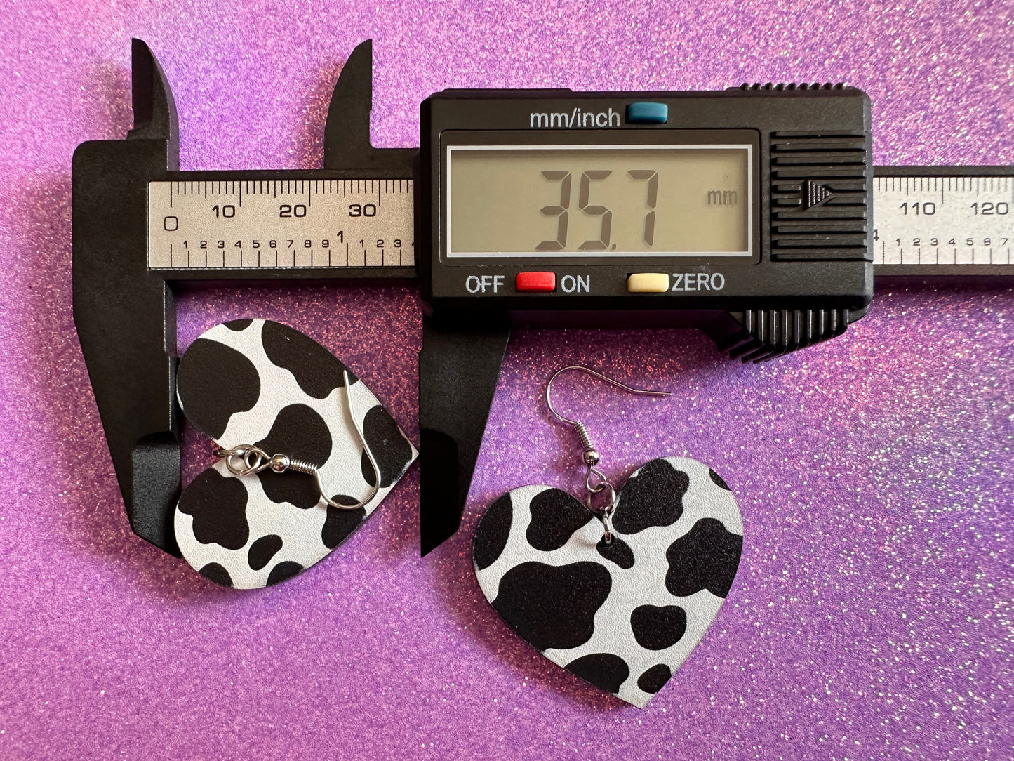 Cow Print Earrings: Laser Cut Acrylic Cow Earrings, Heifer, Moo, Milk, Dairy, Farm, Animals, Animal Print, Best Gifts for Her/Him/Them