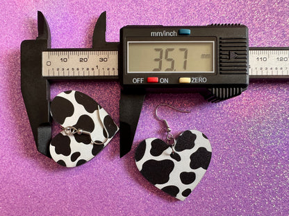 Cow Print Earrings: Laser Cut Acrylic Cow Earrings, Heifer, Moo, Milk, Dairy, Farm, Animals, Animal Print, Best Gifts for Her/Him/Them