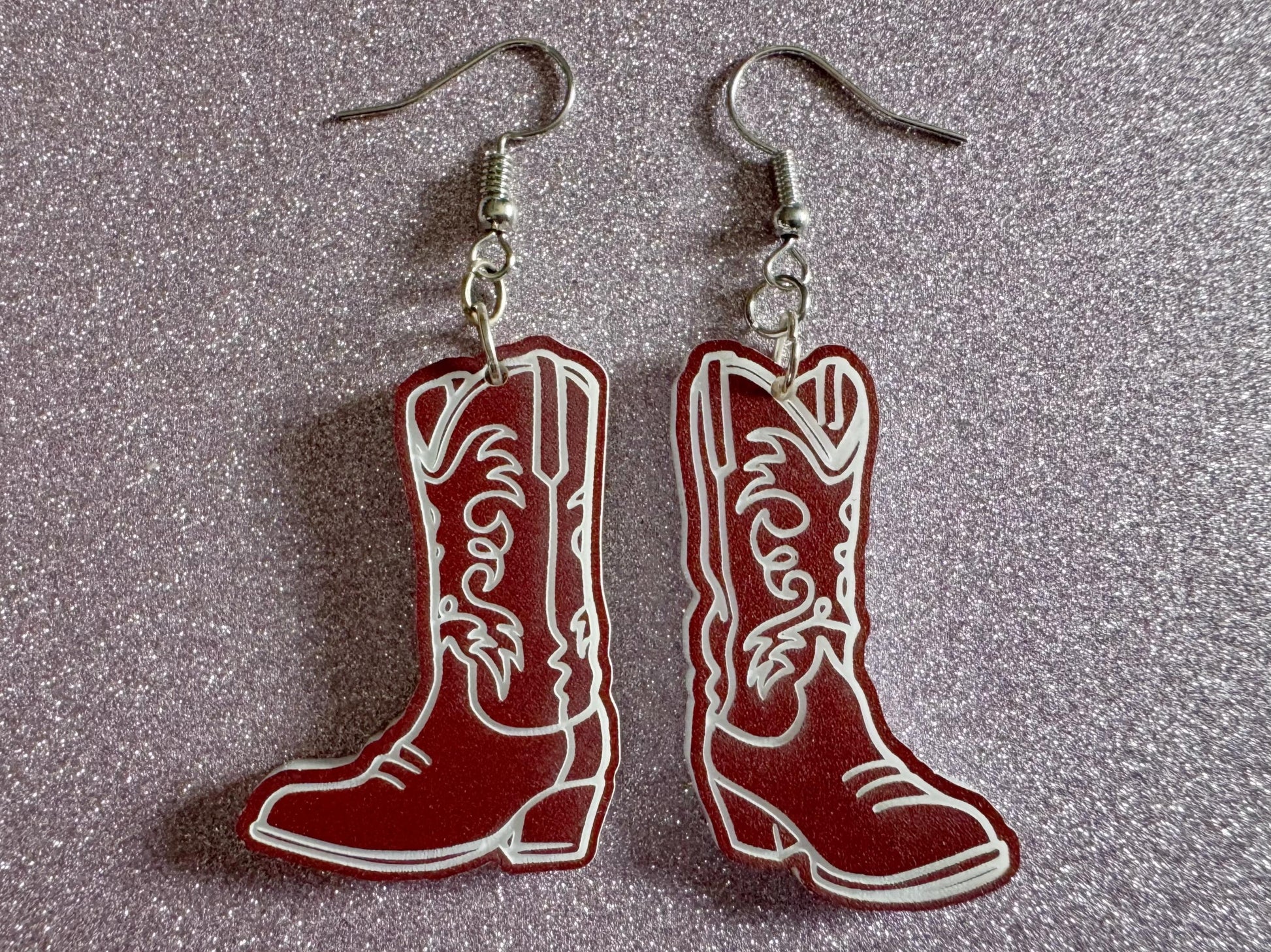 Cowboy Theme Earrings: Laser Cut Acrylic Cowboy Boots, Cowbow Theme, Western Party, Novelty Earrings, Rodeo, Best Gifts for Her/Him/Them