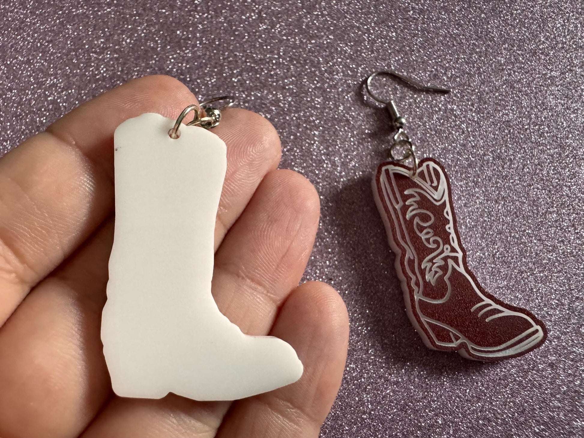 Cowboy Theme Earrings: Laser Cut Acrylic Cowboy Boots, Cowbow Theme, Western Party, Novelty Earrings, Rodeo, Best Gifts for Her/Him/Them
