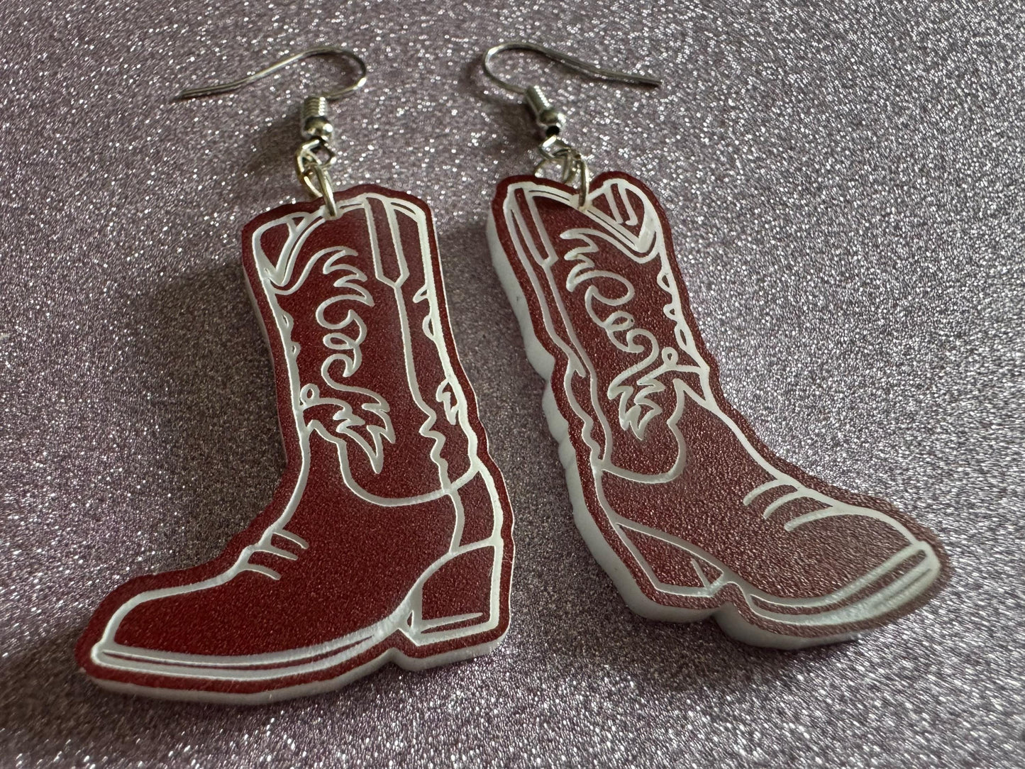 Cowboy Theme Earrings: Laser Cut Acrylic Cowboy Boots, Cowbow Theme, Western Party, Novelty Earrings, Rodeo, Best Gifts for Her/Him/Them