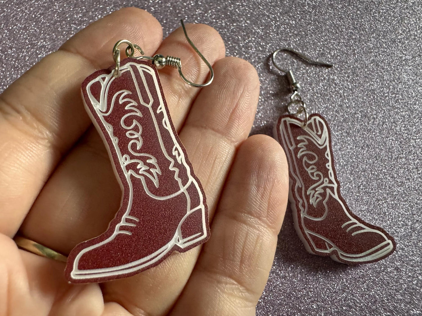 Cowboy Theme Earrings: Laser Cut Acrylic Cowboy Boots, Cowbow Theme, Western Party, Novelty Earrings, Rodeo, Best Gifts for Her/Him/Them