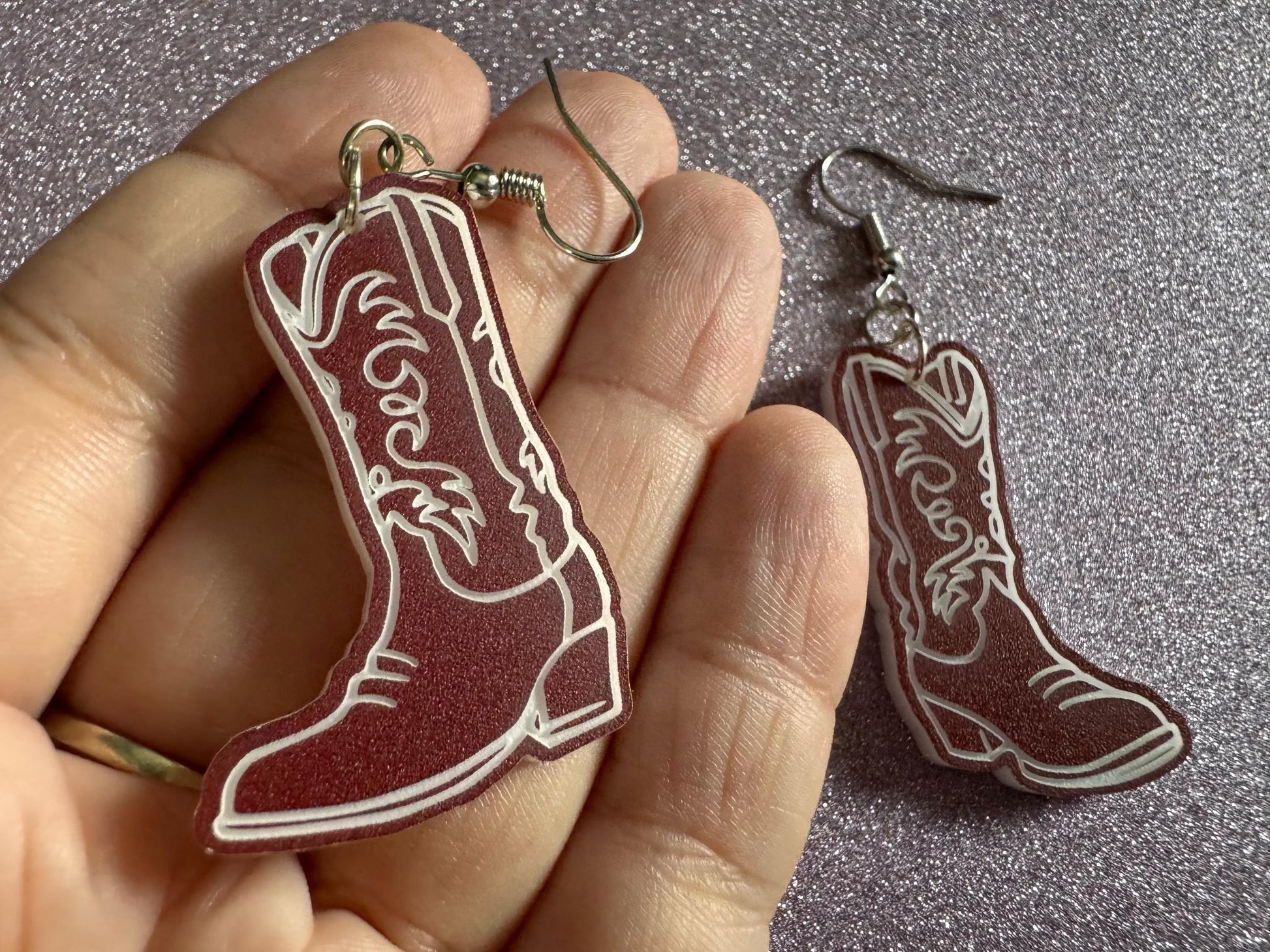 Cowboy Theme Earrings: Laser Cut Acrylic Cowboy Boots, Cowbow Theme, Western Party, Novelty Earrings, Rodeo, Best Gifts for Her/Him/Them