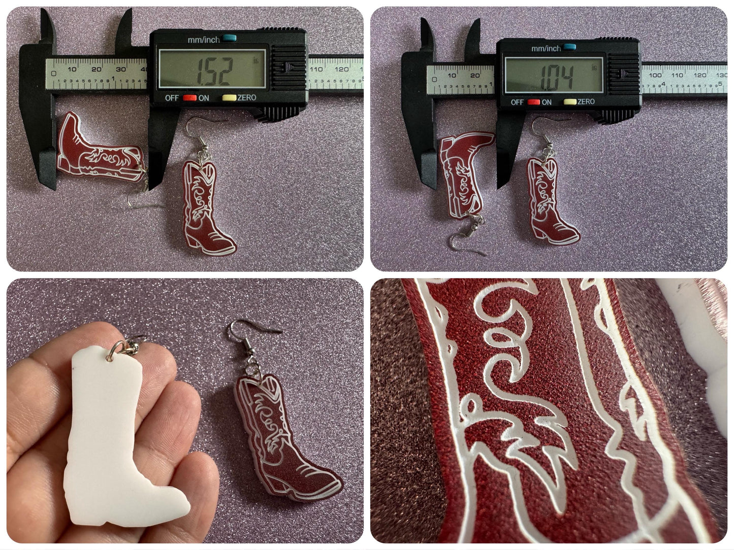 Cowboy Theme Earrings: Laser Cut Acrylic Cowboy Boots, Cowbow Theme, Western Party, Novelty Earrings, Rodeo, Best Gifts for Her/Him/Them