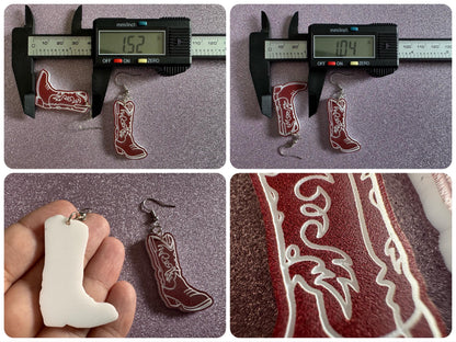 Cowboy Theme Earrings: Laser Cut Acrylic Cowboy Boots, Cowbow Theme, Western Party, Novelty Earrings, Rodeo, Best Gifts for Her/Him/Them