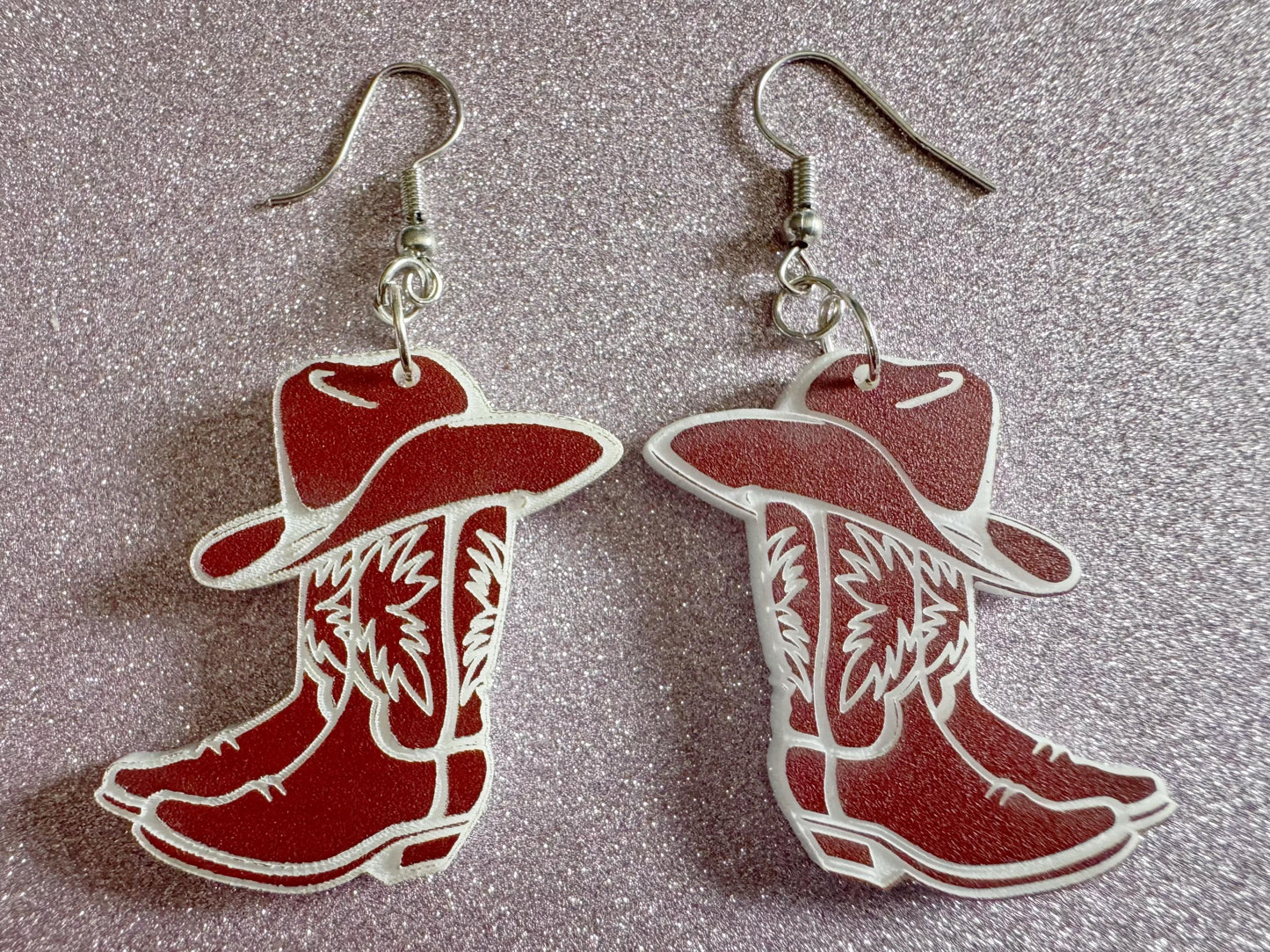 Cowboy Theme Earrings: Laser Cut Acrylic Cowboy Boots & Hats, Cowbow Theme, Western Party, Novelty, Rodeo, Best Gifts for Her/Him/Them