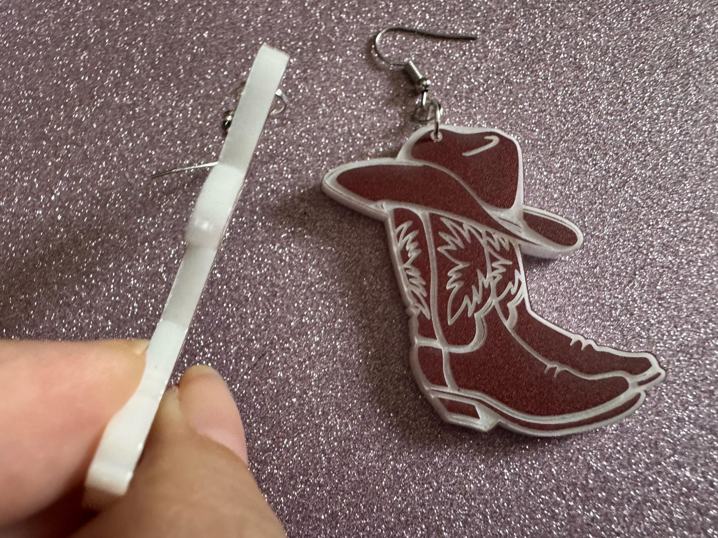 Cowboy Theme Earrings: Laser Cut Acrylic Cowboy Boots & Hats, Cowbow Theme, Western Party, Novelty, Rodeo, Best Gifts for Her/Him/Them