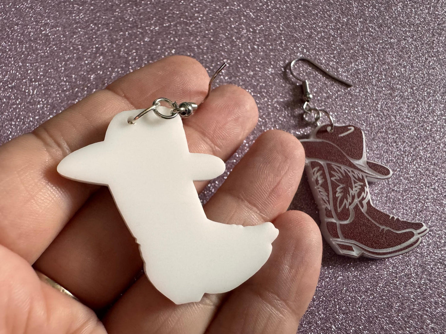 Cowboy Theme Earrings: Laser Cut Acrylic Cowboy Boots & Hats, Cowbow Theme, Western Party, Novelty, Rodeo, Best Gifts for Her/Him/Them
