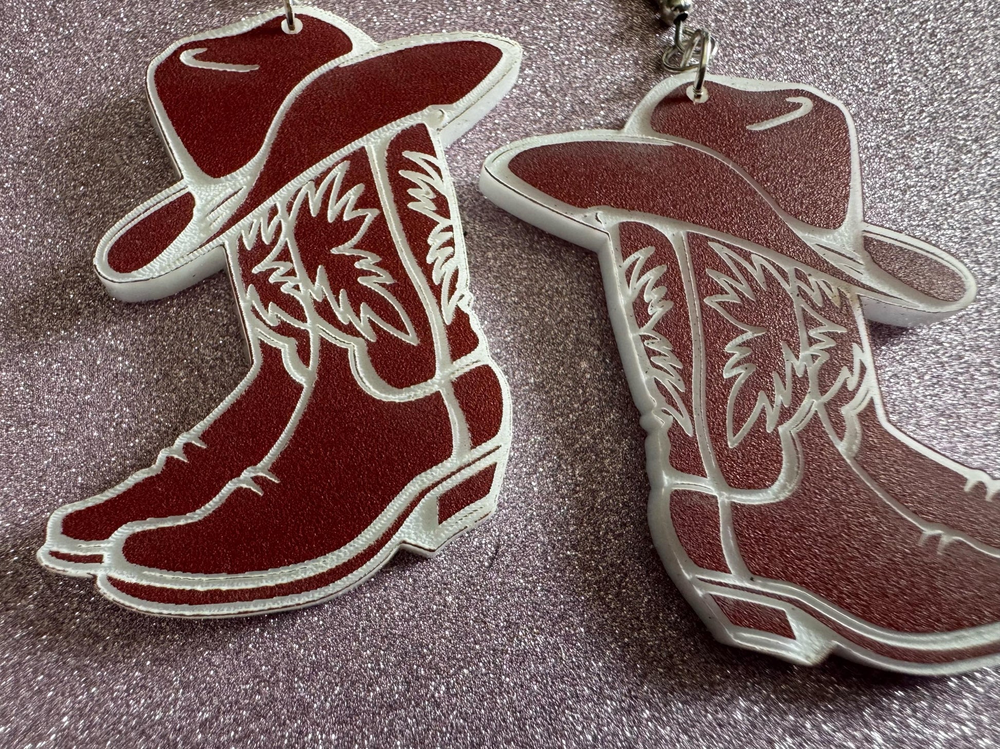Cowboy Theme Earrings: Laser Cut Acrylic Cowboy Boots & Hats, Cowbow Theme, Western Party, Novelty, Rodeo, Best Gifts for Her/Him/Them