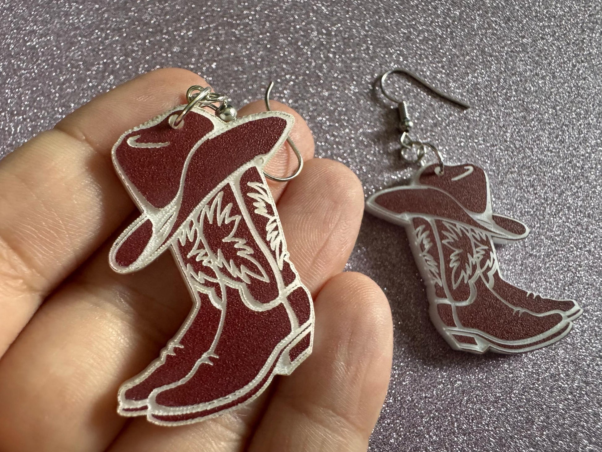 Cowboy Theme Earrings: Laser Cut Acrylic Cowboy Boots & Hats, Cowbow Theme, Western Party, Novelty, Rodeo, Best Gifts for Her/Him/Them