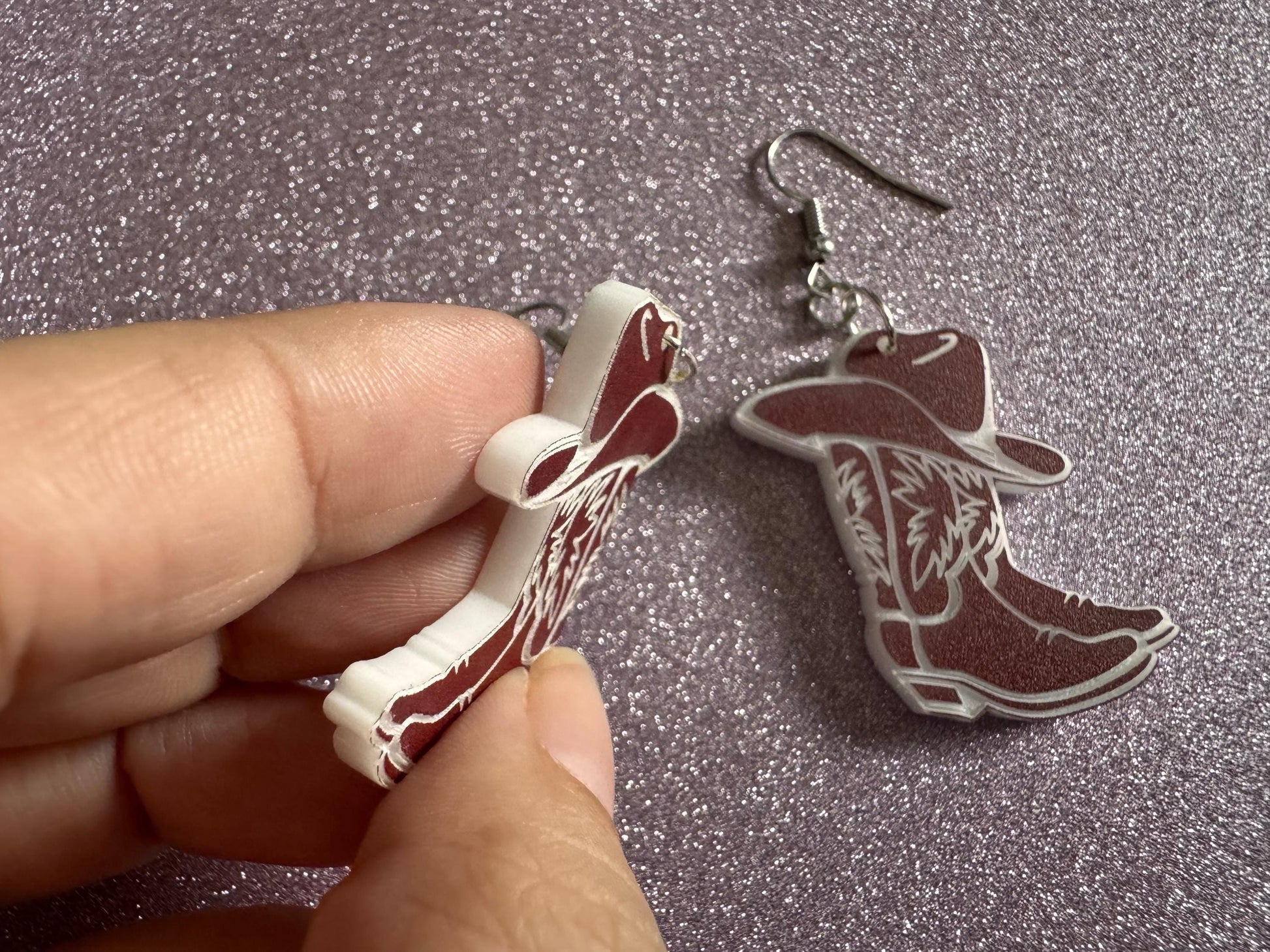 Cowboy Theme Earrings: Laser Cut Acrylic Cowboy Boots & Hats, Cowbow Theme, Western Party, Novelty, Rodeo, Best Gifts for Her/Him/Them