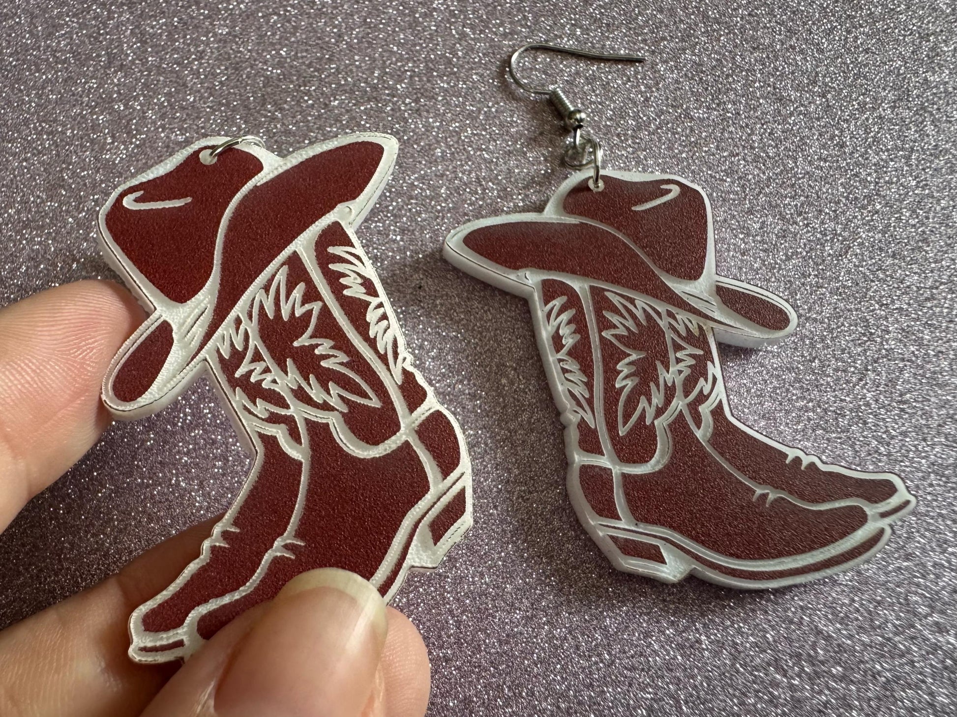 Cowboy Theme Earrings: Laser Cut Acrylic Cowboy Boots & Hats, Cowbow Theme, Western Party, Novelty, Rodeo, Best Gifts for Her/Him/Them