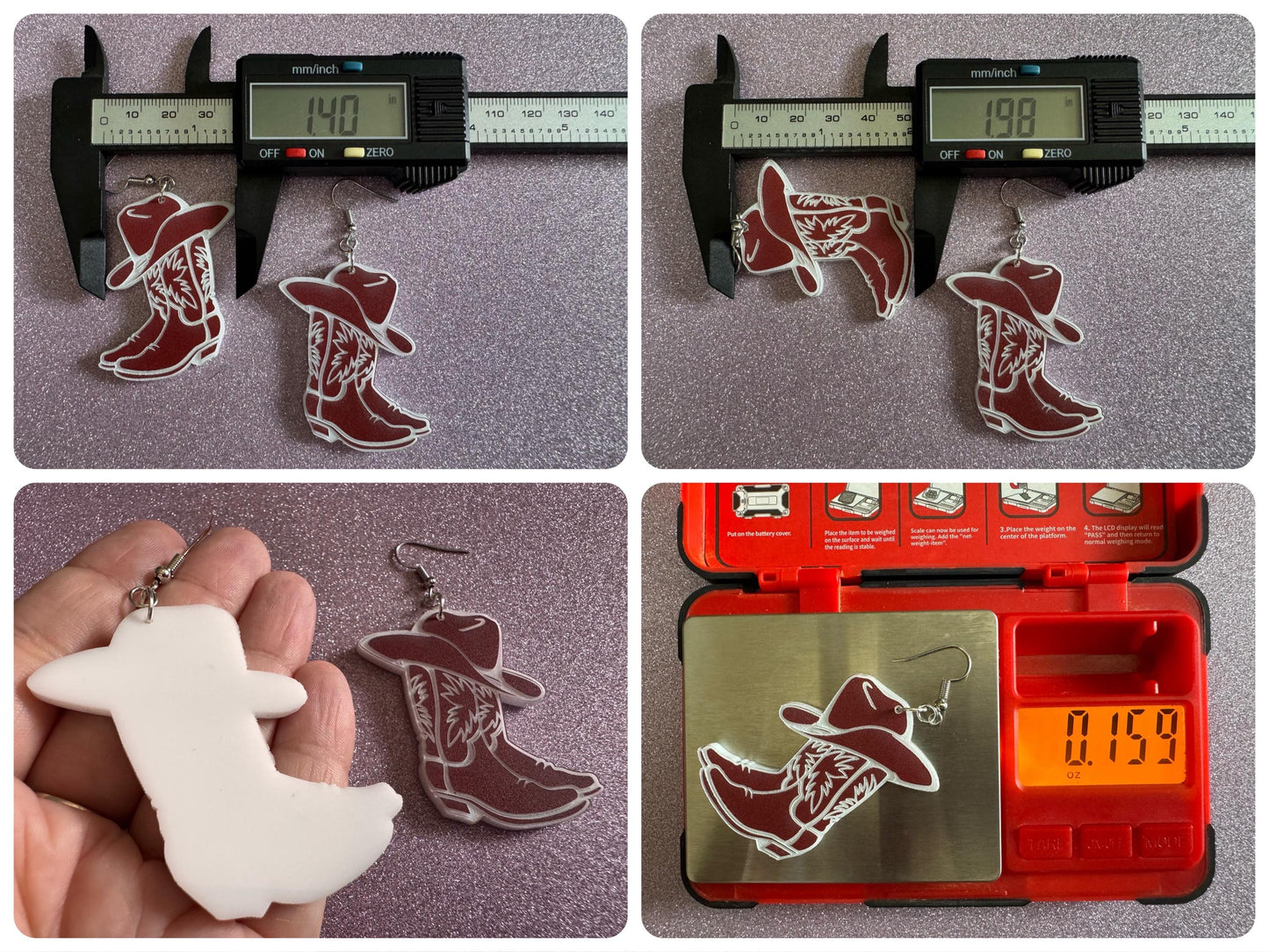 Cowboy Theme Earrings: Laser Cut Acrylic Cowboy Boots & Hats, Cowbow Theme, Western Party, Novelty, Rodeo, Best Gifts for Her/Him/Them