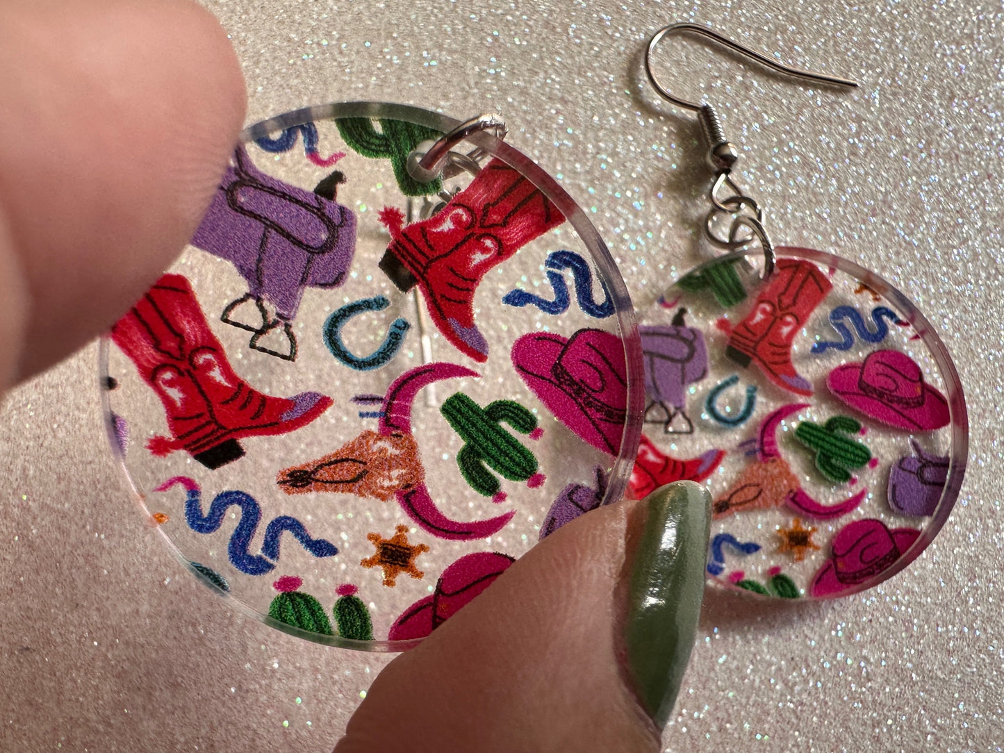 Cowboy Theme Earrings: Laser Cut Acrylic Cowboy Hat, Cowbow Boots, Saddle, Cactus, Cacti, Cowgirl, Western, Best Gifts for Her/Him/Them