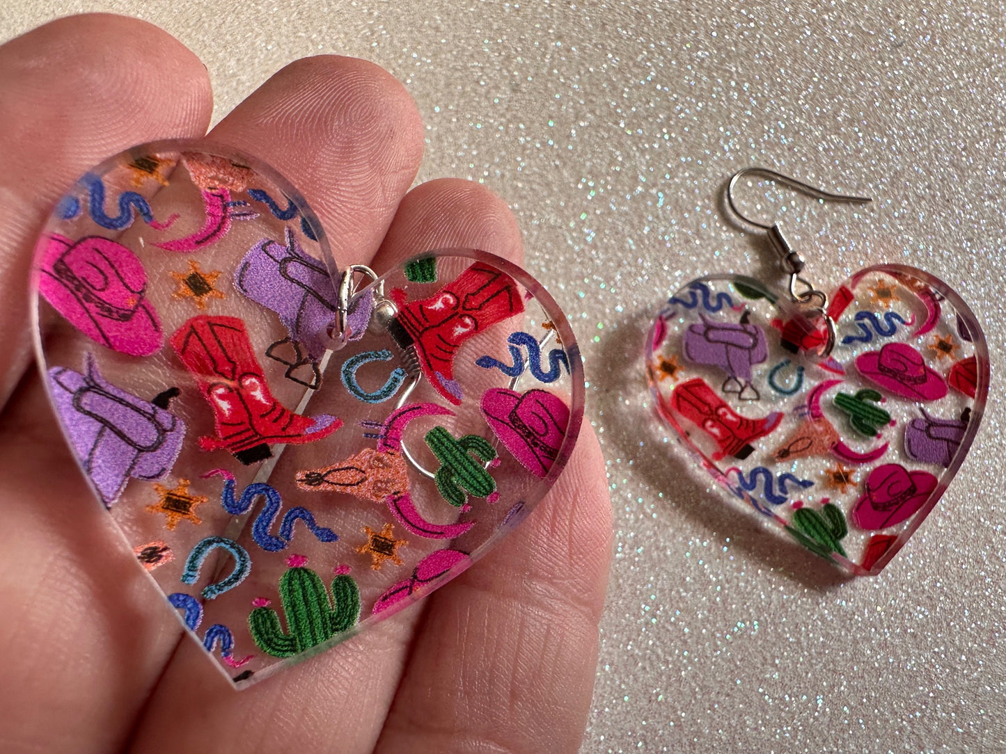 Cowboy Theme Earrings: Laser Cut Acrylic Cowboy Hat, Cowbow Boots, Saddle, Cactus, Cacti, Cowgirl, Western, Best Gifts for Her/Him/Them