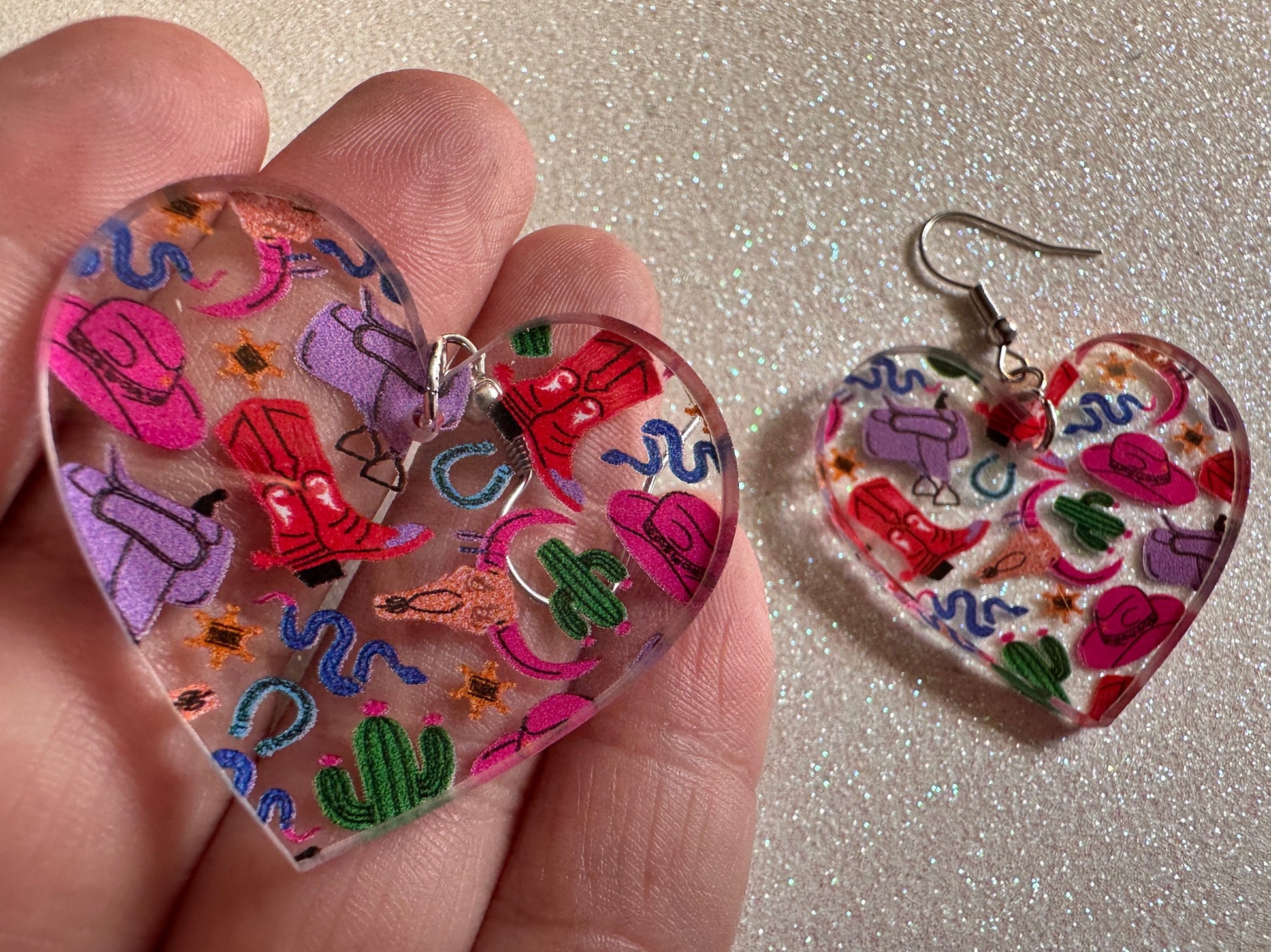 Cowboy Theme Earrings: Laser Cut Acrylic Cowboy Hat, Cowbow Boots, Saddle, Cactus, Cacti, Cowgirl, Western, Best Gifts for Her/Him/Them