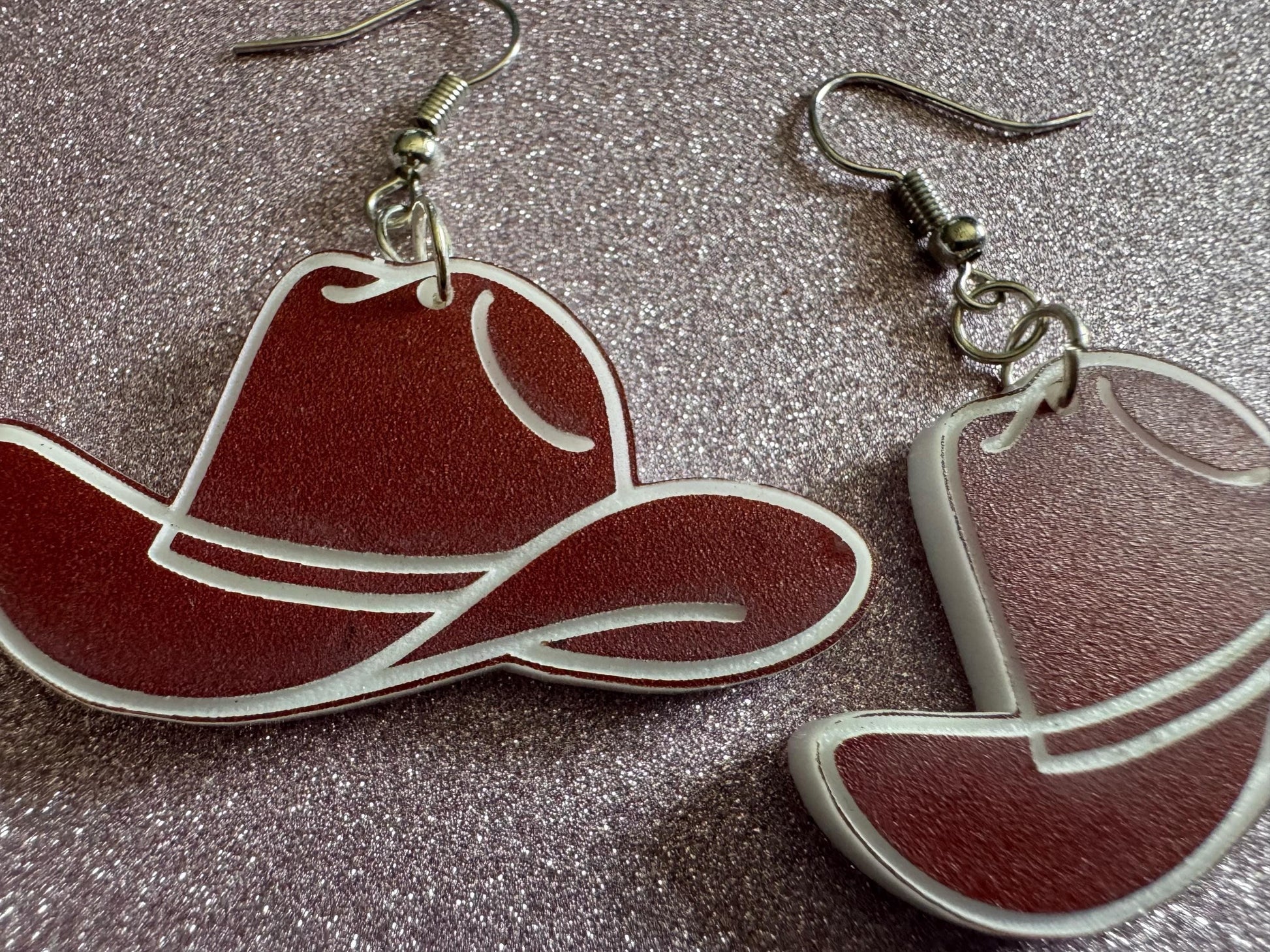 Cowboy Theme Earrings: Laser Cut Acrylic Cowboy Hats, Cowbow Theme, Western Party, Novelty Earrings, Rodeo, Best Gifts for Her/Him/Them