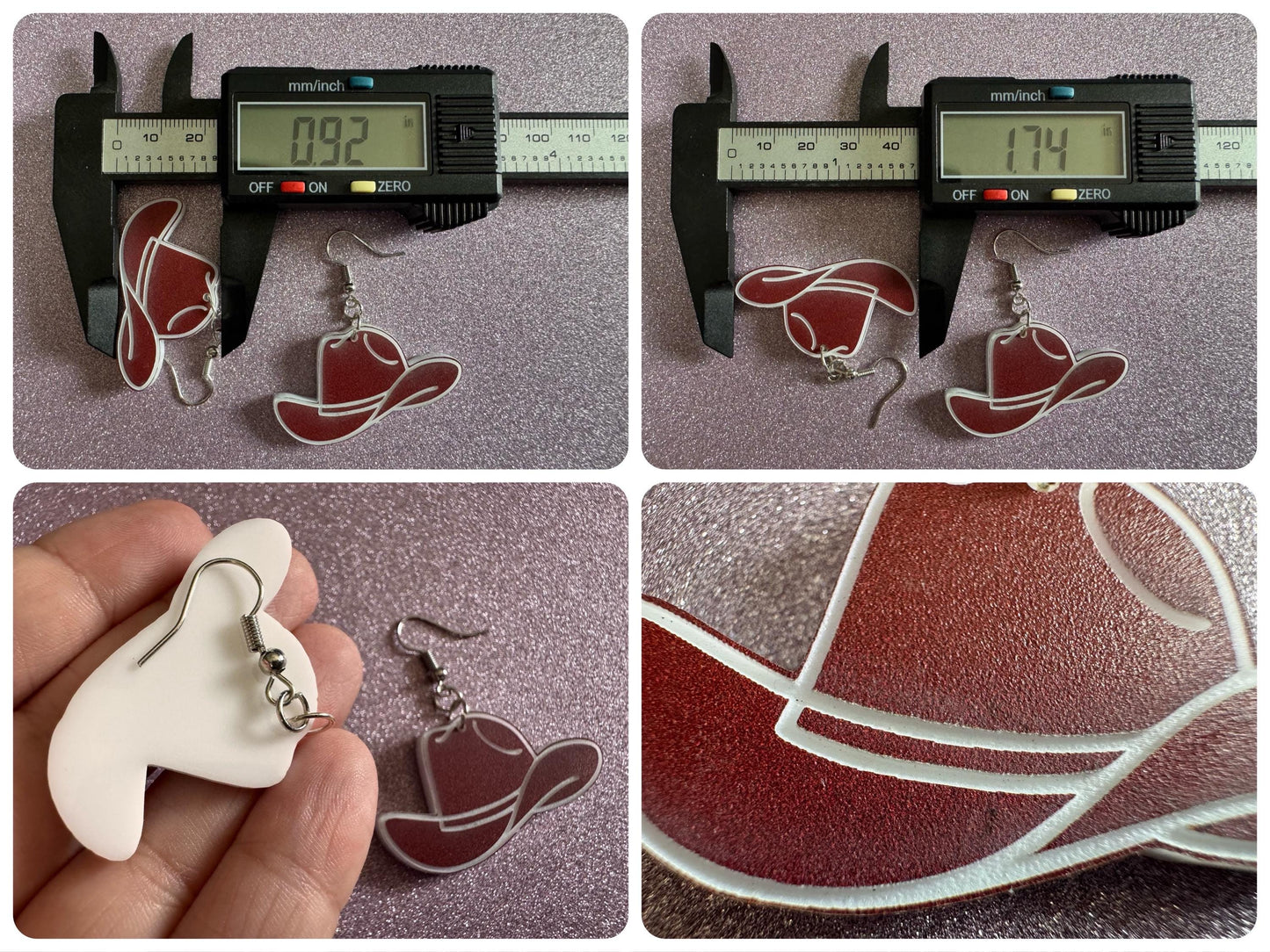 Cowboy Theme Earrings: Laser Cut Acrylic Cowboy Hats, Cowbow Theme, Western Party, Novelty Earrings, Rodeo, Best Gifts for Her/Him/Them