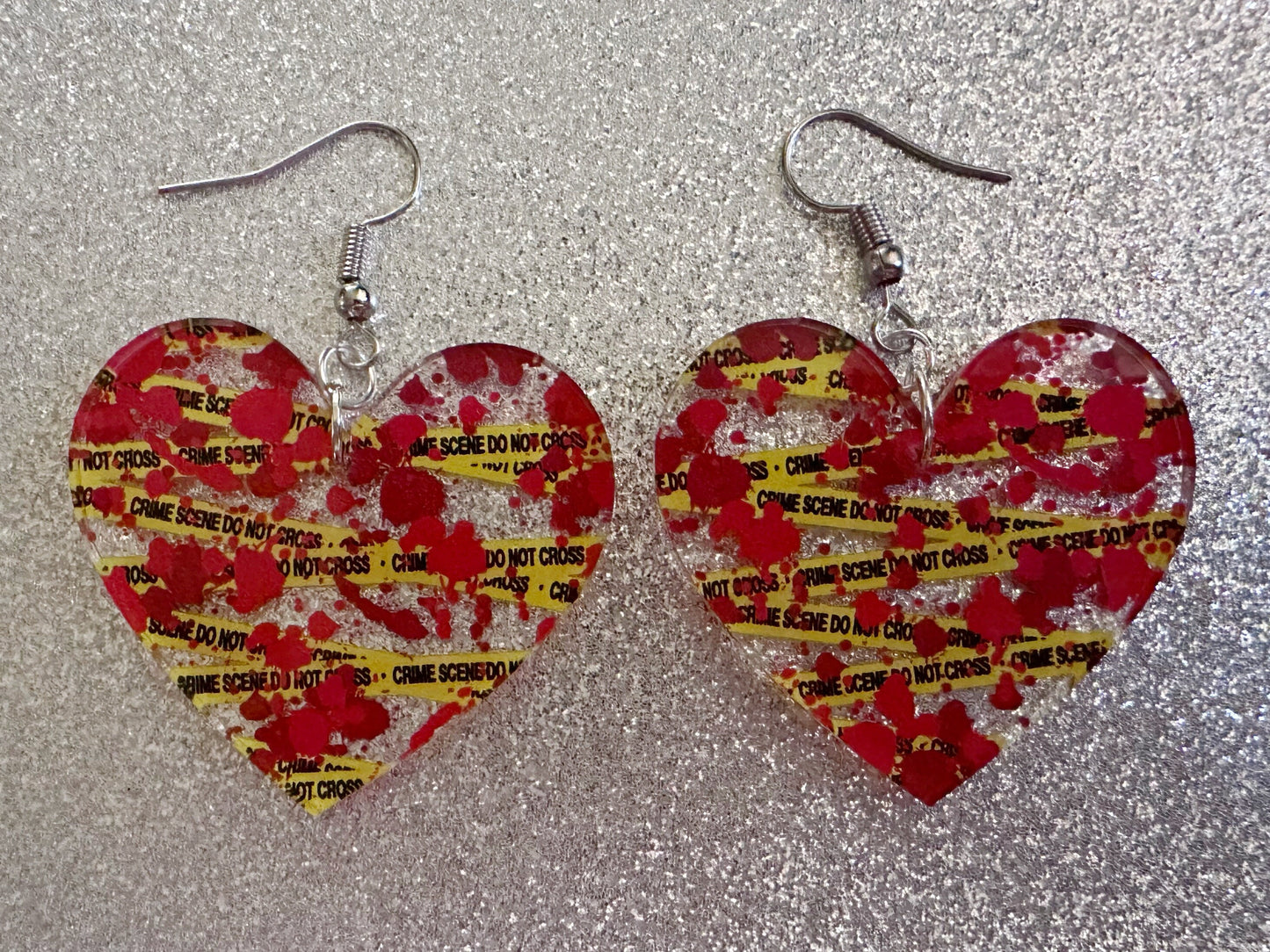 Crime Scene Earrings: Laser Cut Acrylic Halloween Earrings, Murder, Blood, Victim, Police Tape, Detective, Best Gifts for Her/Him/Them