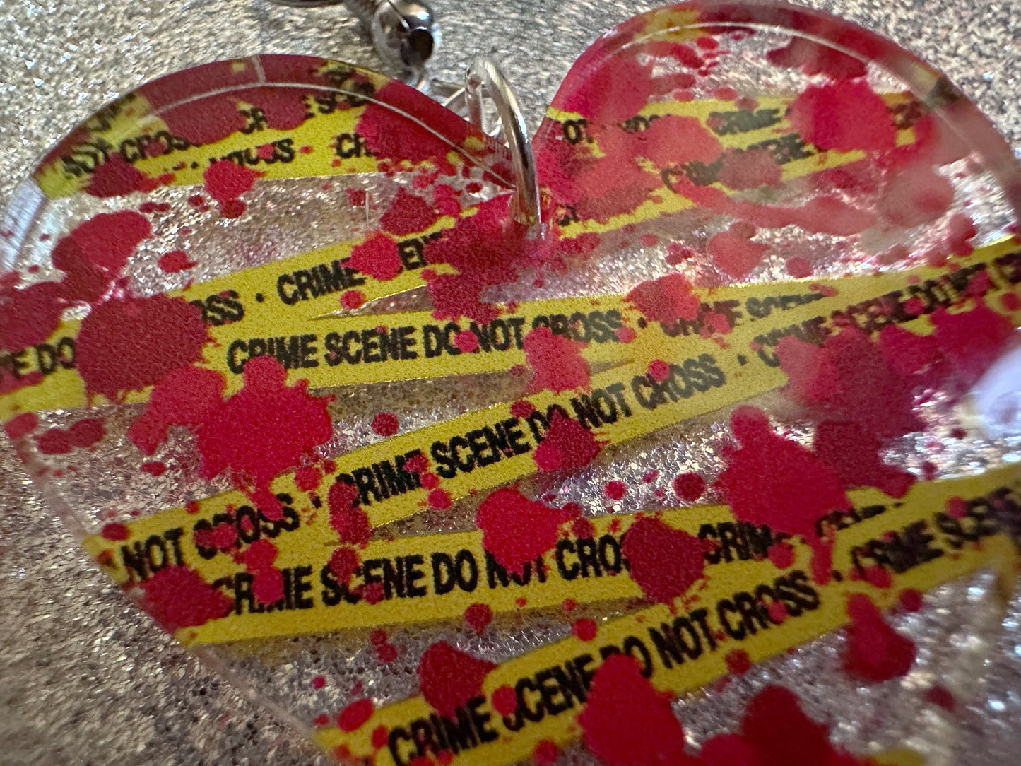 Crime Scene Earrings: Laser Cut Acrylic Halloween Earrings, Murder, Blood, Victim, Police Tape, Detective, Best Gifts for Her/Him/Them