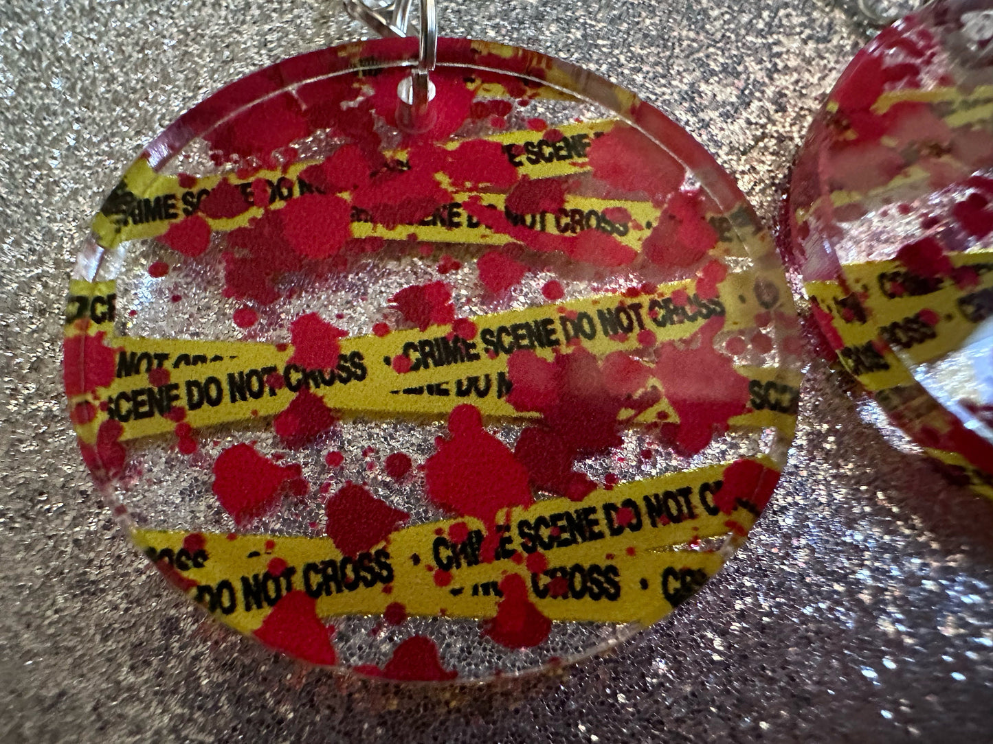 Crime Scene Earrings: Laser Cut Acrylic Halloween Earrings, Murder, Blood, Victim, Police Tape, Detective, Best Gifts for Her/Him/Them