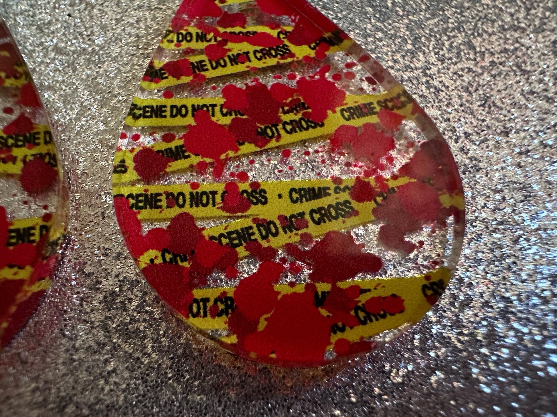 Crime Scene Earrings: Laser Cut Acrylic Halloween Earrings, Murder, Blood, Victim, Police Tape, Detective, Best Gifts for Her/Him/Them