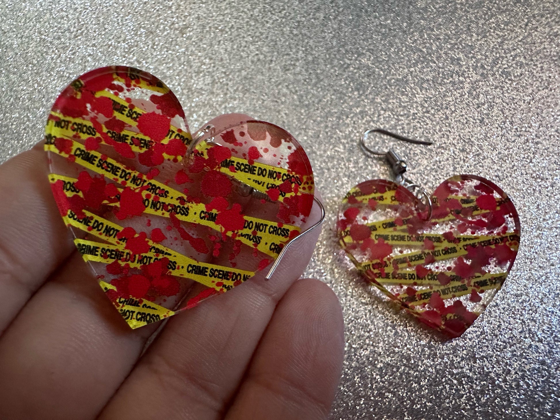 Crime Scene Earrings: Laser Cut Acrylic Halloween Earrings, Murder, Blood, Victim, Police Tape, Detective, Best Gifts for Her/Him/Them