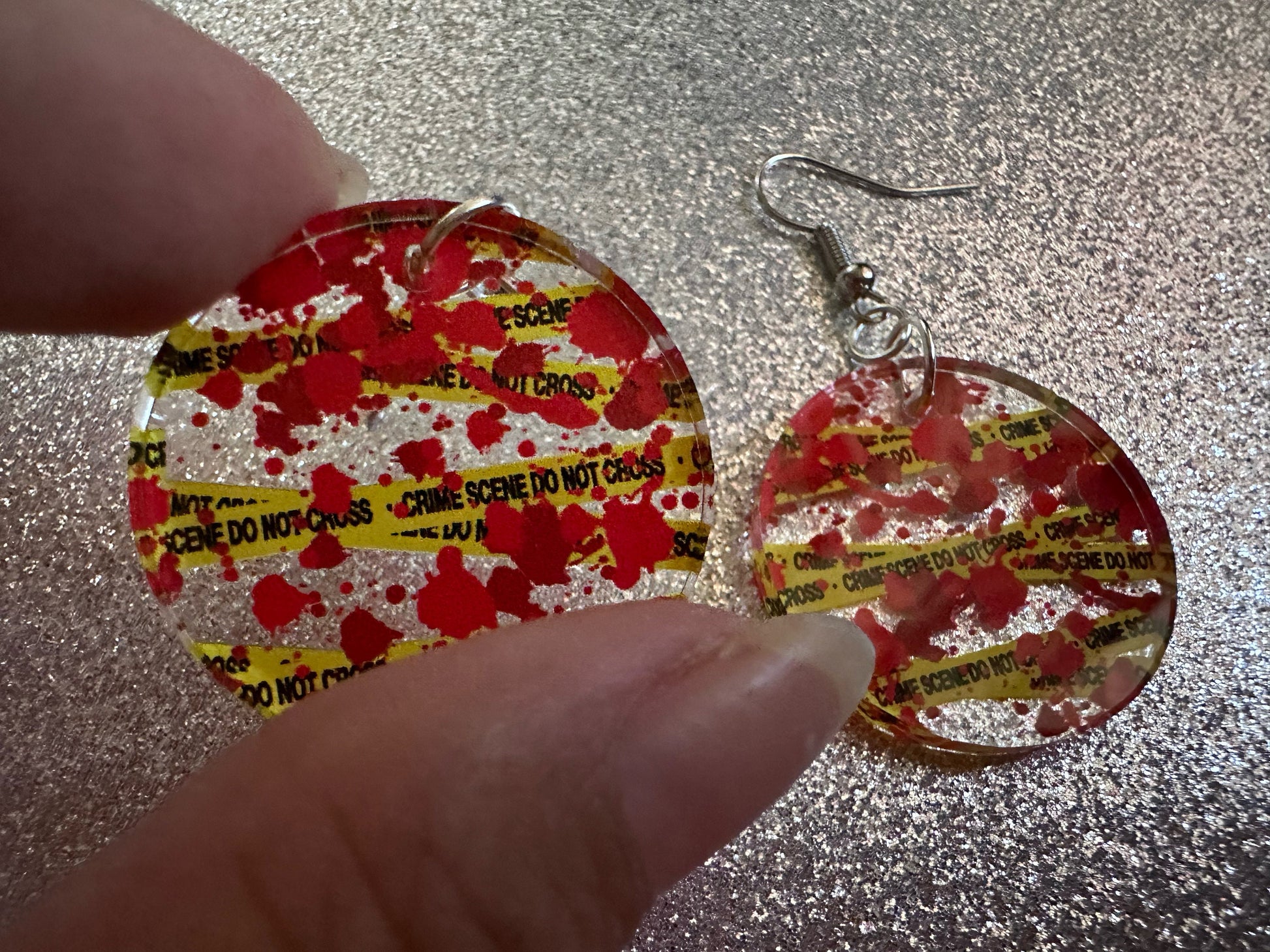 Crime Scene Earrings: Laser Cut Acrylic Halloween Earrings, Murder, Blood, Victim, Police Tape, Detective, Best Gifts for Her/Him/Them