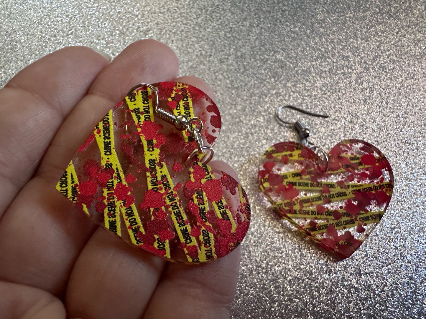 Crime Scene Earrings: Laser Cut Acrylic Halloween Earrings, Murder, Blood, Victim, Police Tape, Detective, Best Gifts for Her/Him/Them
