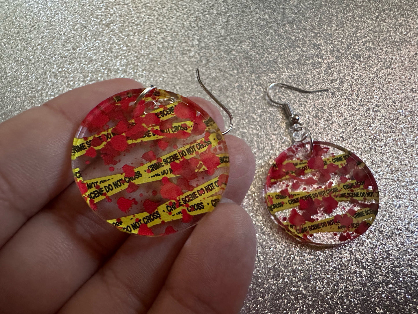 Crime Scene Earrings: Laser Cut Acrylic Halloween Earrings, Murder, Blood, Victim, Police Tape, Detective, Best Gifts for Her/Him/Them