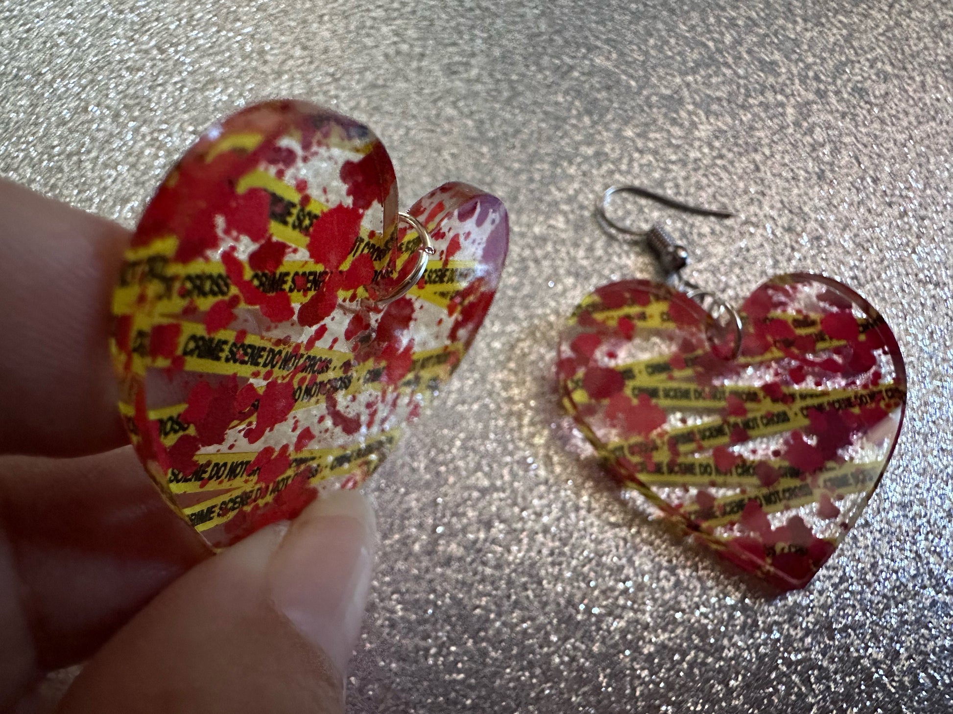 Crime Scene Earrings: Laser Cut Acrylic Halloween Earrings, Murder, Blood, Victim, Police Tape, Detective, Best Gifts for Her/Him/Them