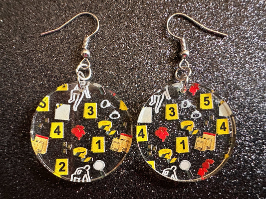 Crime Scene Earrings: Laser Cut Acrylic Halloween Earrings, Scary, Murder Blood, Victim, Corpse, Police, Detective, Gifts for Her/Him/Them