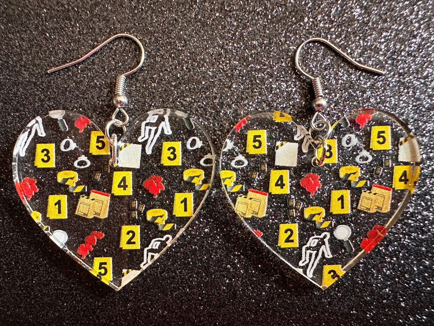 Crime Scene Earrings: Laser Cut Acrylic Halloween Earrings, Scary, Murder Blood, Victim, Corpse, Police, Detective, Gifts for Her/Him/Them