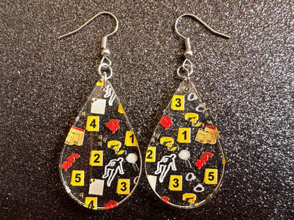 Crime Scene Earrings: Laser Cut Acrylic Halloween Earrings, Scary, Murder Blood, Victim, Corpse, Police, Detective, Gifts for Her/Him/Them